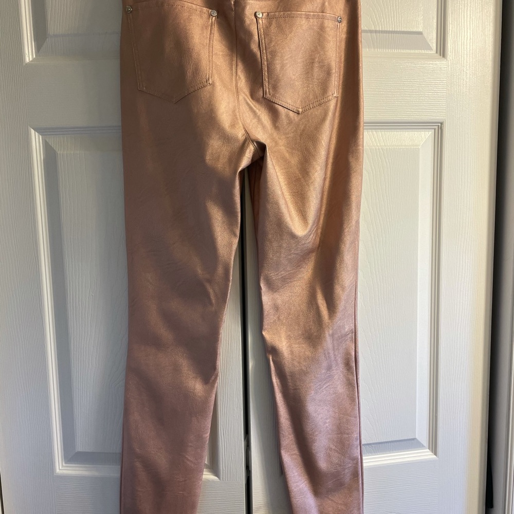 Free People Rose gold metallic faux leather pants
